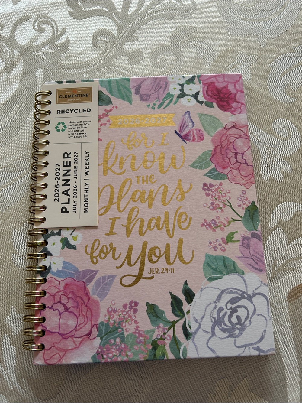 Pink Floral 2026-2027 Planner - 'For I Know The Plans'